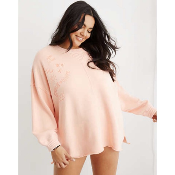 aerie Tops - Aerie NWT Crewneck Oversized Sweatshirt - Coral - Large